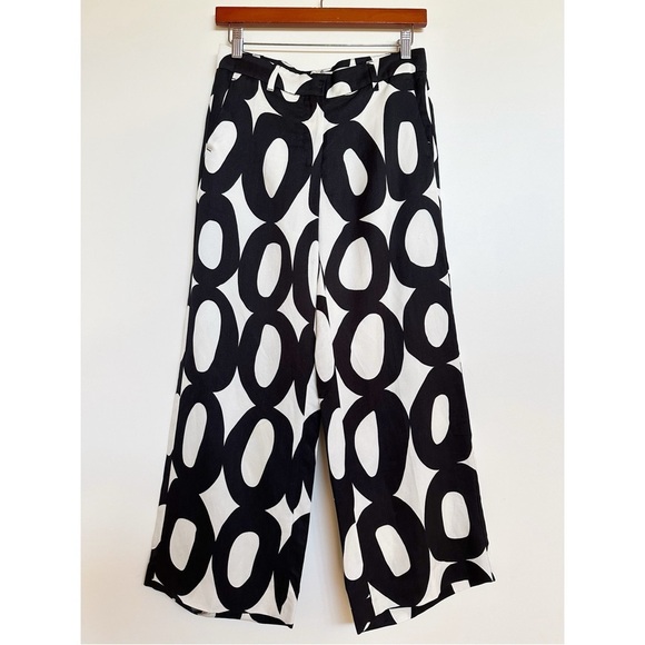 ‘S MaxMara Contemporary Geometric Print Viscose Linen Cropped Wide Leg Pants - Picture 1 of 13